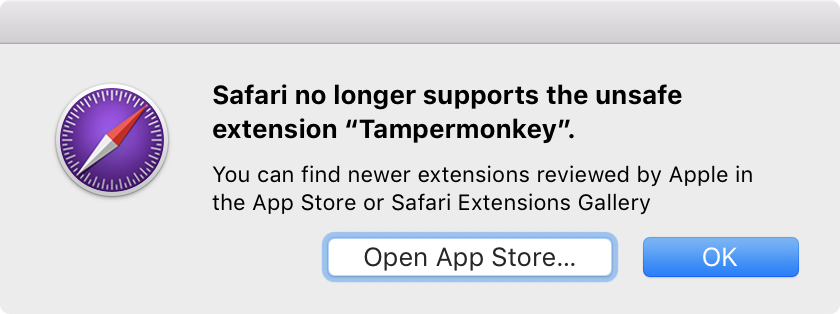 Safari no longer supports the unsafe extension